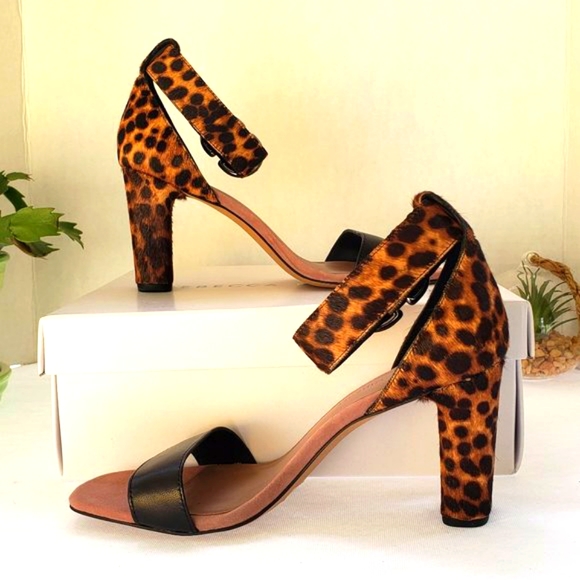 REBECCA MINKOFF Kemina Leopard Print Ankle Strap Sandals Size 7.5 - Picture 8 of 11